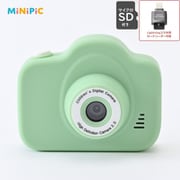 MINIPIC-PGR-IO [キッズカメラ マイクロSDカード/ライトニングスマホ用SDカードリーダー付 パステルグリーン]