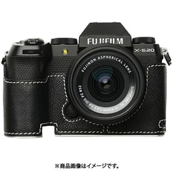 富士フイルム X-S20用 本革ケース クラシック ブラック/ホワイトステッチ PTAY007