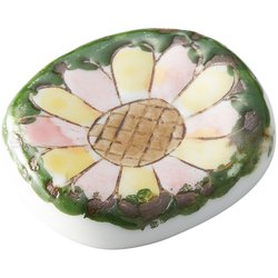 陶器箸置 丸 ガーベラ 緑 67553