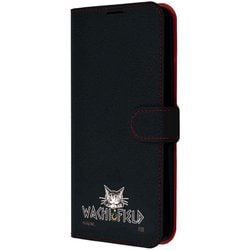 IJ-IAQL2ELC1BR/DY3 [AQUOS wish4用 猫のダヤン/手帳型レザーケース シンプル マグネット/ダヤン_WACHIFIELDロゴ]