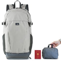 4 SPRING 折りたたみバックパック 25L グレー [折りたたみリュック 25L 大容量 軽量 防水 オックスフォード生地 旅行 通勤 通学 男女兼用]