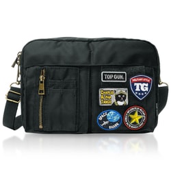 20369010 [TOP GUN ナイロンツイル ワッペン ミドルショルダーバッグ BLACK]