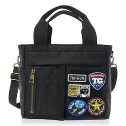 20369011 [TOP GUN ナイロンツイル ワッペン ミドルトートバッグ BLACK]