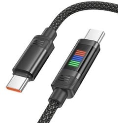インジケータ搭載ダイナミックRGB Type-C to Type-C ケーブル PD100W ブラック U126-CC-BK