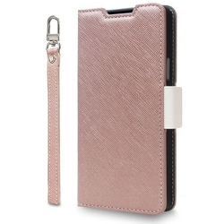 CR_XT6CSPLNA_CW [Xperia 10 VI用 手帳型ケース カード収納 ストラップ スタンド機能付 PU レザー デニム NU シャンパンローズ×ホワイト]