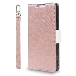 CR_X16CSPLNA_CW [Xperia 1 VI用 手帳型ケース カード収納 ストラップ スタンド機能付 PU レザー デニム NU シャンパンローズ×ホワイト]