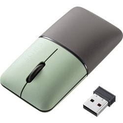 マウス ワイヤレス 無線 静音 充電式 小型 軽量 ブルーLED 超小型 左右対称 スリム 3ボタン 2.4GHz グリーン MA-WBS310G