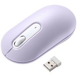 マウス ワイヤレス 無線 静音 薄型 ブルーLED レシーバー収納 左右対称 3ボタン 中型サイズ 2.4GHz パープル MA-WBS327PP