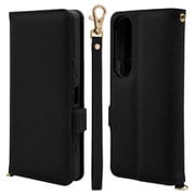7961XP16BHSBK [Xperia 1 VI用 手帳型 カード入れ おしゃれ スタンド機能 シンプル ハンドストラップ付き マグネット式 ブラック エクスペリア]