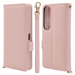 7962XP16BHSLPK [Xperia 1 VI用 手帳型 カード入れ おしゃれ スタンド機能 シンプル ハンドストラップ付き マグネット式 ライトピンク エクスペリア]