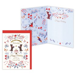 誕生日カード デボス犬と花 EAR-836-702
