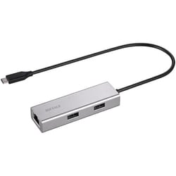 Giga対応 USBハブ付きLANアダプター USB Type-C接続モデル シルバー LUD-U3-CU101SV