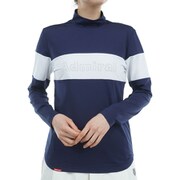 ADLA459S NVY [24F 裏起毛 メタルロゴ LS モックシャツ レディース Sサイズ ネイビー]