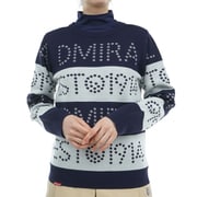 ADLA464M NVY [24F ゴルフ&ロゴボーダー クルーセーター レディース Mサイズ ネイビー]