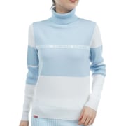 ADLA486L SAX [24F パネルカラー タートルネックセーター レディース Lサイズ サックス]