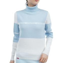 ADLA486M SAX [24F パネルカラー タートルネックセーター レディース Mサイズ サックス]