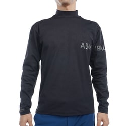 ADMA463L BLK [24F ロゴエンボスストレッチ LS モックネック メンズ Lサイズ ブラック]