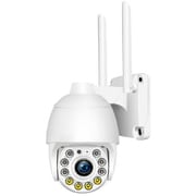 防犯カメラ 400万画素 Wi-Fiカメラ 首振りパンチルト IP66相当 マイク・スピーカー内蔵 暗視撮影 センサーライト機能 スマートフォンと接続可能 ホワイト AT-702