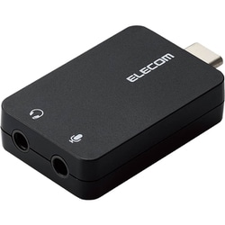 USB Type-C オーディオ変換アダプタ コネクタ一体型タイプ 3.5mmステレオミニジャック×1/マイク入力ミニジャック3極×1 ブラック USB-CADC01BK