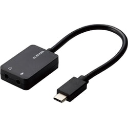 USB Type-C オーディオ変換アダプタ ケーブルタイプ 3.5mmステレオミニジャック×1/マイク入力ミニジャック3極×1 ブラック USB-CADC02BK