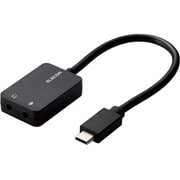 USB Type-C オーディオ変換アダプタ ケーブルタイプ 3.5mmステレオミニジャック×1/マイク入力ミニジャック3極×1 ブラック USB-CADC02BK