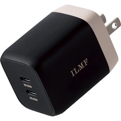 USB急速充電器 ILMFシリーズ USB PD（パワーデリバリー）対応 65W USB-C×2 折りたたみプラグ PD PPS GaN採用 ブラック MPA-ACCP43BK-IL