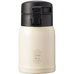 ステンレスカフェボトル ワンタッチ 200ml 保冷 保温 真空二重構造 アイボリー NM-321
