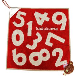 かずくま ワッペン ループ付ウォッシュタオル レッド KK6503