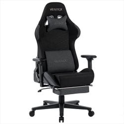 ゲーミングチェア S1シリーズ フットレスト付 ブラック ファブリック ポケットコイル入 低座面 腰部振動機能 VES-S1FTBK