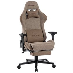 ゲーミングチェア S1シリーズ フットレスト付 ブラウン ファブリック ポケットコイル入 低座面 腰部振動機能 VES-S1FTBR