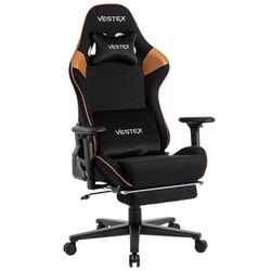 ゲーミングチェア S2シリーズ フットレスト付 ブラウン 高撥水メッシュファブリック 低座面 ポケットコイル入 腰部振動機能 VES-S2FTBR