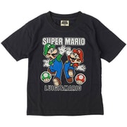 22863190 スーパーマリオ キノコワッペン KIDS Tシャツ BLACK 150cm [キャラクターグッズ]