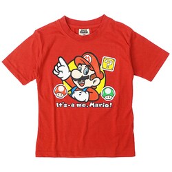 22863190 スーパーマリオ キノコワッペン KIDS Tシャツ RED 110cm [キャラクターグッズ]