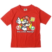 22863190 スーパーマリオ キノコワッペン KIDS Tシャツ RED 150cm [キャラクターグッズ]