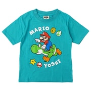 22863190 スーパーマリオ キノコワッペン KIDS Tシャツ TURQUOISE 140cm [キャラクターグッズ]