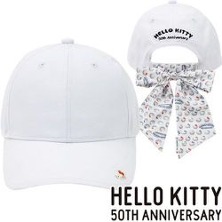 KittyCAP-WH [ハロー・キティ 50周年 リボン付きキャップ ホワイト]