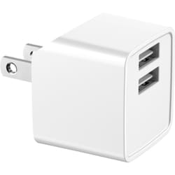 USB AC充電器 12W USB-A×2 スイングプラグ採用 ホワイト HD-AC2U12WH