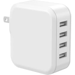 USB AC充電器 24W USB-A×4 スイングプラグ採用 ホワイト HD-AC4U24WH