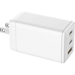 USB充電器 USB PD（パワーデリバリー）対応 65W USB-C×2/USB-A×1 GaN採用 スイングプラグ採用 ホワイト HD-AC3P65WH