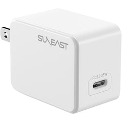 USB急速充電器 USB PD（パワーデリバリー）対応 35W USB-C×1 USB-C端子ケーブル付き（長さ1m） GaN採用 小物入れポーチ付 ホワイト SE-AC035C01WHF