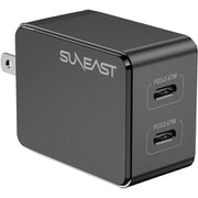 USB急速充電器 USB PD(パワーデリバリー)対応 67W USB-C×2 USB-C端子ケーブル付き(長さ2m) GaN採用 小物入れポーチ付 ブラック SE-AC067C01BKF