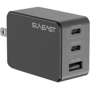 USB急速充電器 USB PD(パワーデリバリー)対応 67W USB-C×2 /USB-A×1 USB-C端子ケーブル付き(長さ2m) GaN採用 小物入れポーチ付 ブラック SE-AC067C02BKF