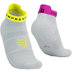 プロ レーシング ソックス V4.0 ラン ロー ユニセックス ランニングウェア ソックス WHITE/SAFE YELLOW/NEO PINK サイズT1（足底：22-24cm） XU00047B