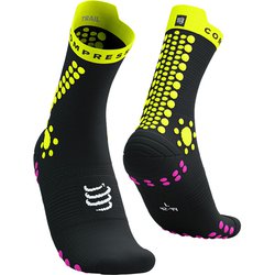 プロ レーシング ソックス V4.0 トレイル ユニセックス ランニングウェア ソックス BLACK/SAFE YELLOW/NEO PINK サイズT2（足底：24.5-26cm） XU00048B