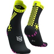 プロ レーシング ソックス V4.0 トレイル ユニセックス ランニングウェア ソックス BLACK/SAFE YELLOW/NEO PINK サイズT2(足底:24.5-26cm) XU00048B