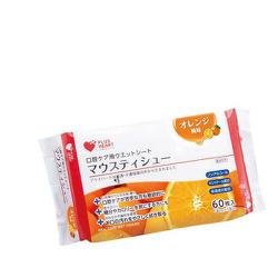 オオサキメディカル プラスハート PLUS HEART 口腔ケア用ウエットシート マウスティシュー オレンジ風味 日本製 60枚入 75041
