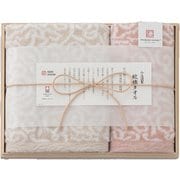 IM7715PI [今治謹製 紋織タオル タオルセット（フェイスタオル1枚、ウォッシュタオル1枚） ピンク]