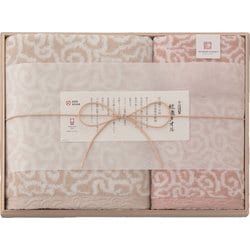 IM7740PI [今治謹製 紋織タオル タオルセット（バスタオル1枚、フェイスタオル1枚、ウォッシュタオル1枚） ピンク]
