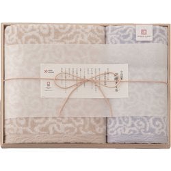 IM7740BL [今治謹製 紋織タオル タオルセット（バスタオル1枚、フェイスタオル1枚、ウォッシュタオル1枚） ブルー]