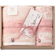 SM2225 [今治謹製 さくら紋織 タオルセット（フェイスタオル×1枚、ウォッシュタオル×1枚）]
